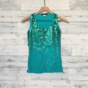 Greenish Sequins Tank S